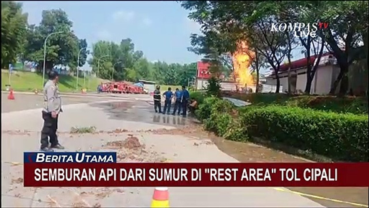 Semburan Api Tiba-Tiba Keluar dari Sumur di Rest Area Tol Cipali!