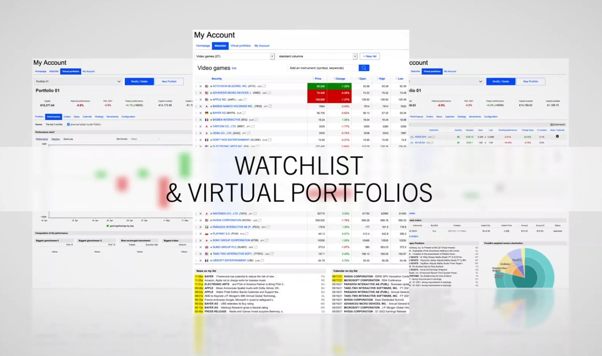Marketscreener's tools : Virtual Portoflio & Stock Lists