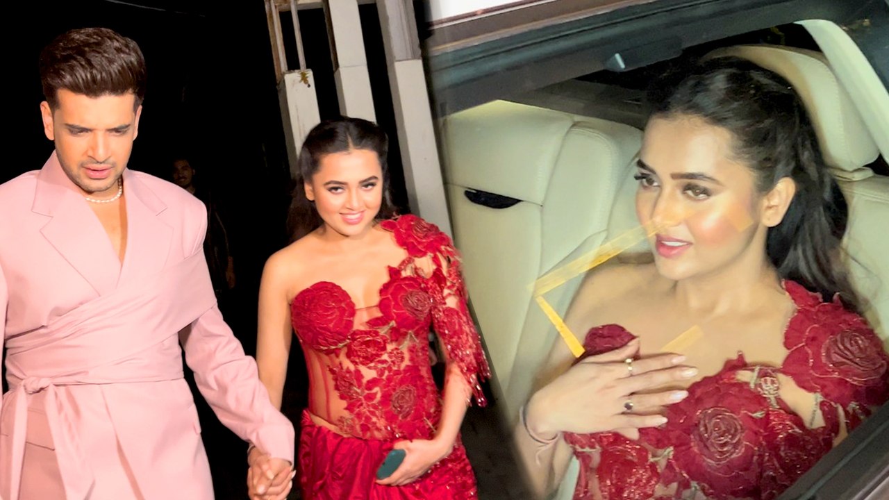 Tejasswi Prakash Red Outfit में Karan Kundrra के साथ हुई स्पॉट