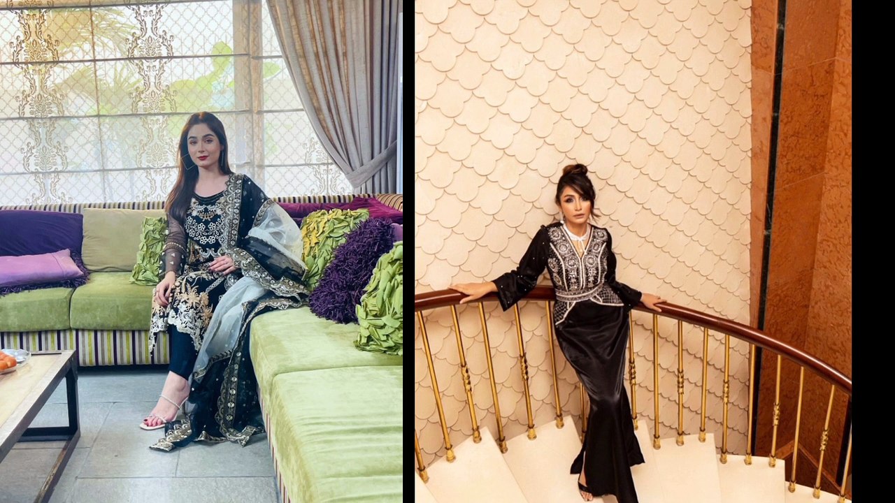 pakistani actress in black dresses | black dresses design and idea's