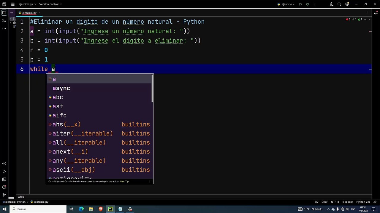 Eliminar un dígito de un número natural en Python
