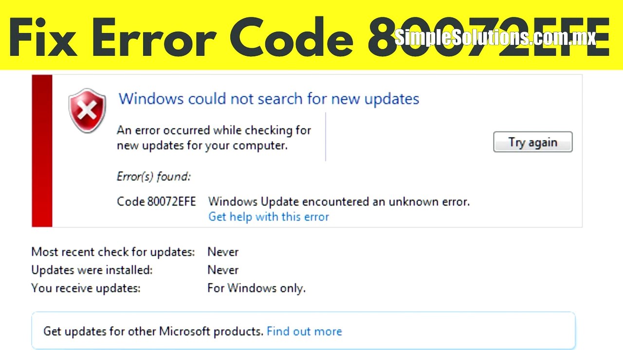 Windows 7 Update error 80072efe SOLUCION - 2023