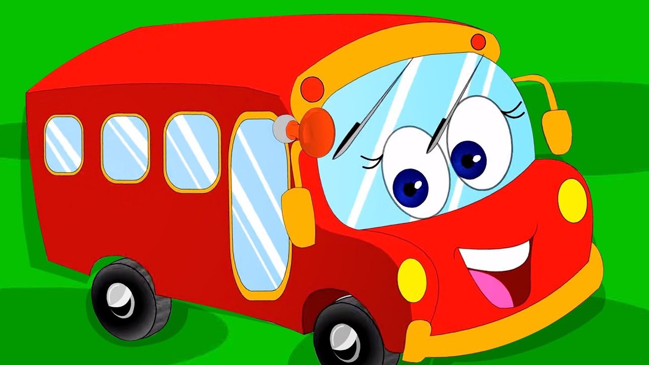 Wheels On The Bus, Animated Cartoon Song For Kids