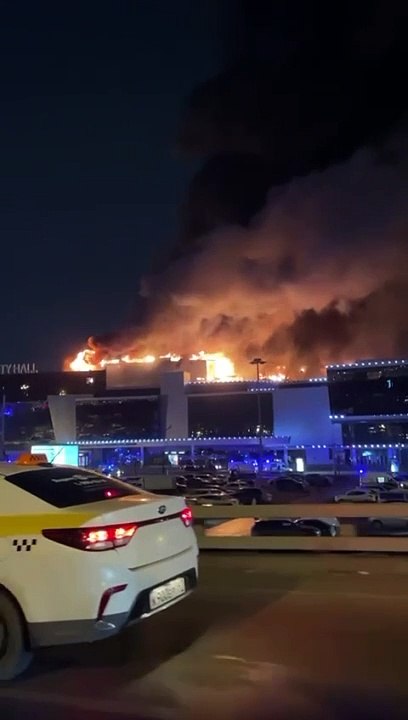 Incendio en el Crocus City Hall tras el ataque