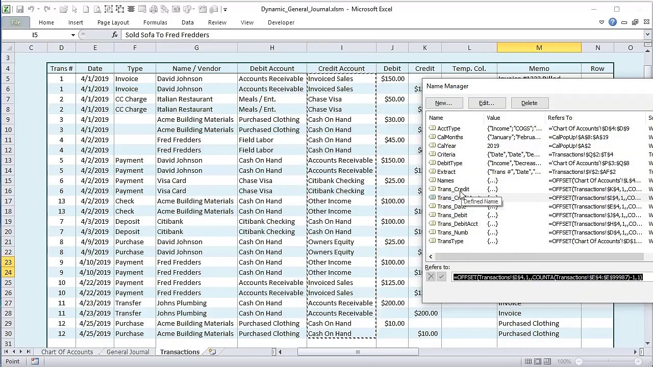 How To Create A Dynamic General Journal & Accounts Register In Excel