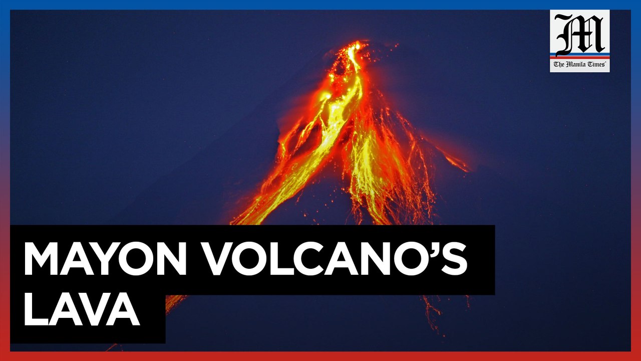 Lava flows from Mayon Volcano’s slopes