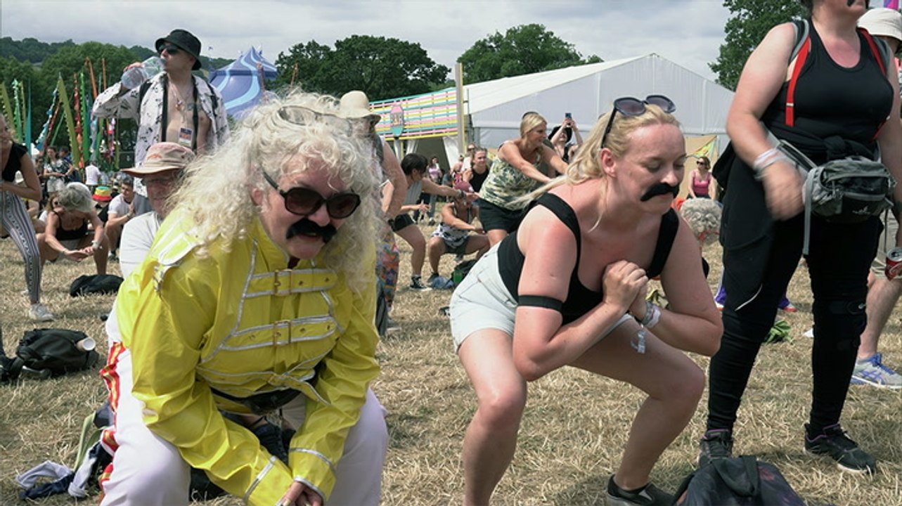 Joe Wicks hosts Glastonbury workout session in the sunshine