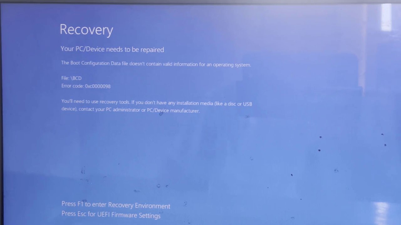 Fix Boot Error Code 0xC0000098 Quick way.