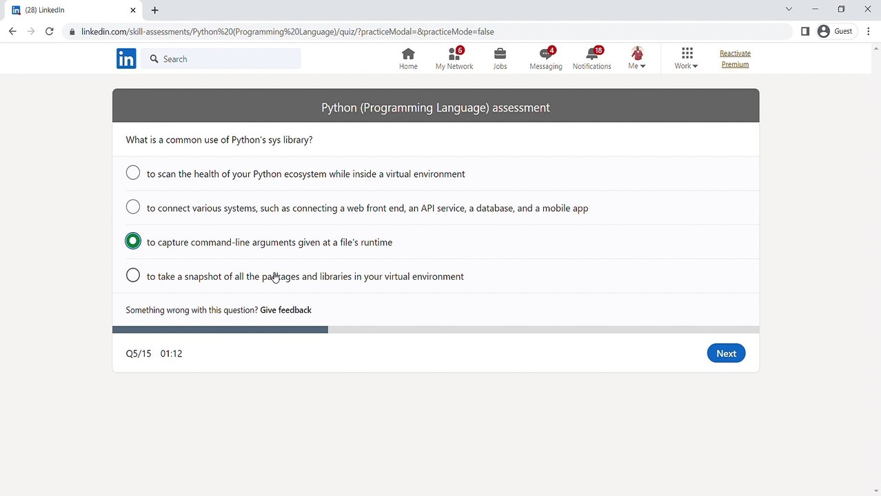 LinkedIn Python Skill Assessment Quiz Answers 2023