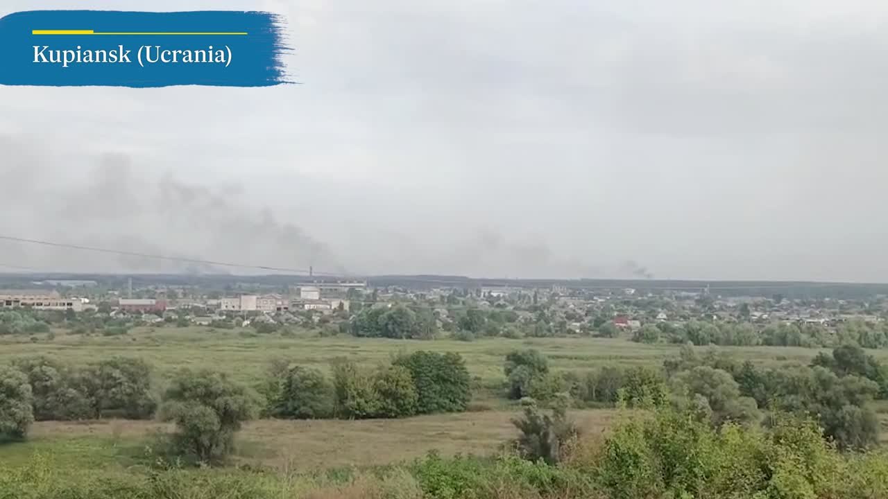 Impactos de artillería en el frente de Kupiansk