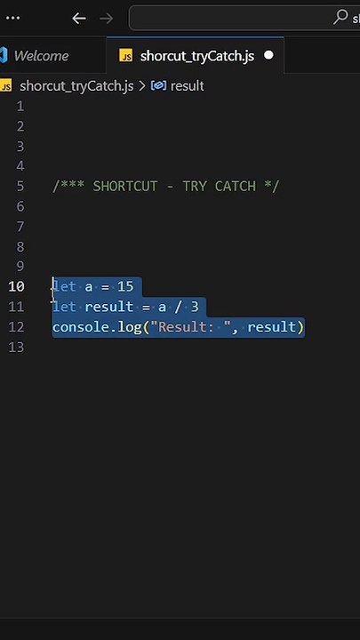 Atajo de Try Catch en Visual Studio Code
