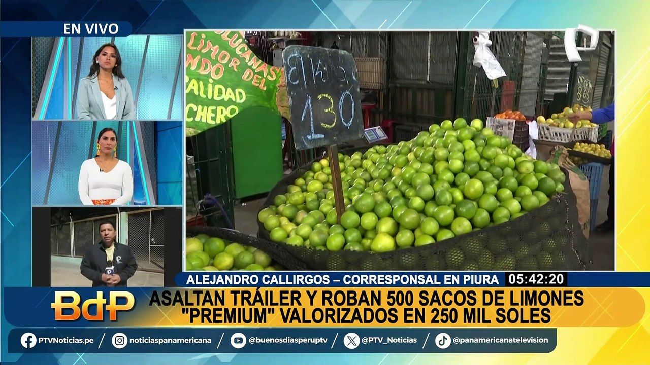 Asaltan tráiler y roban 500 sacos de limones “Premiun” en Piura