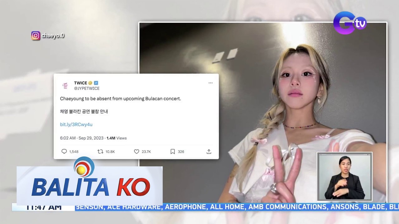 TWICE member Chaeyoung, hindi makakasama sa 2-night concert sa Bulacan | BK
