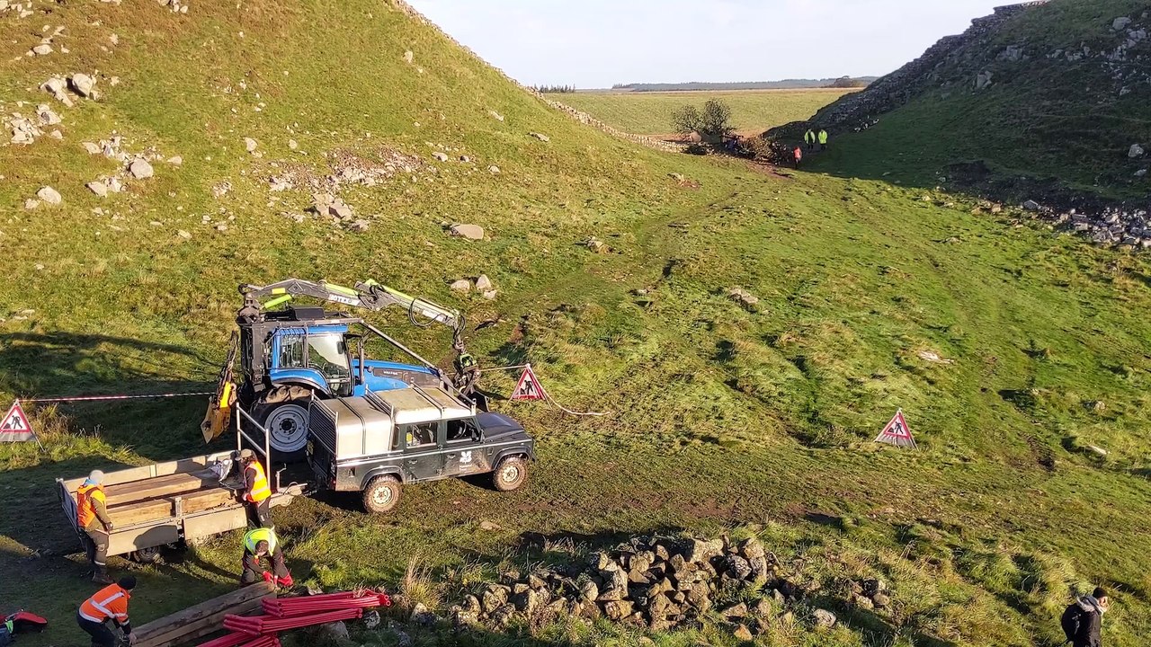World famous Sycamore Gap tree cut up