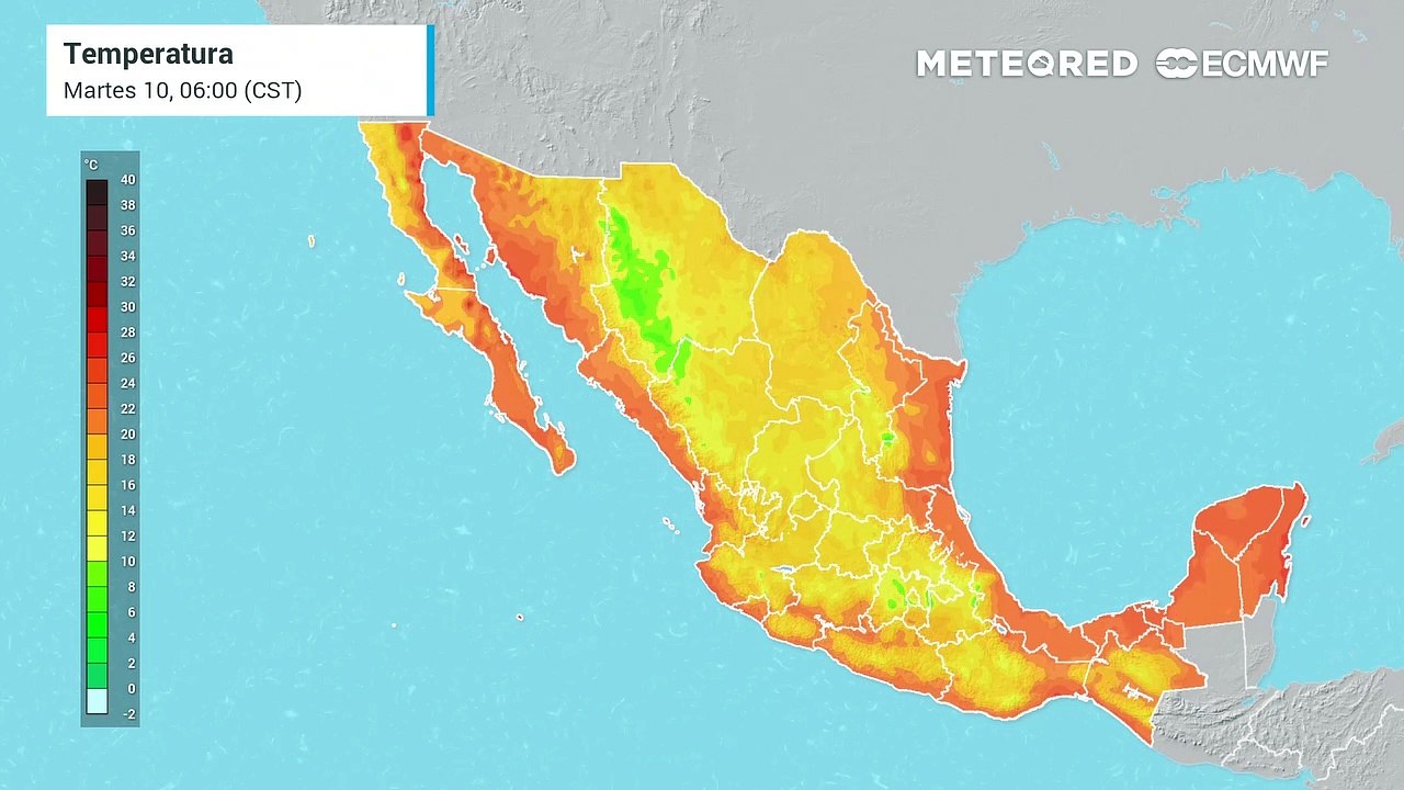 Modelo ECMWF - Temperaturas en grados Celsius