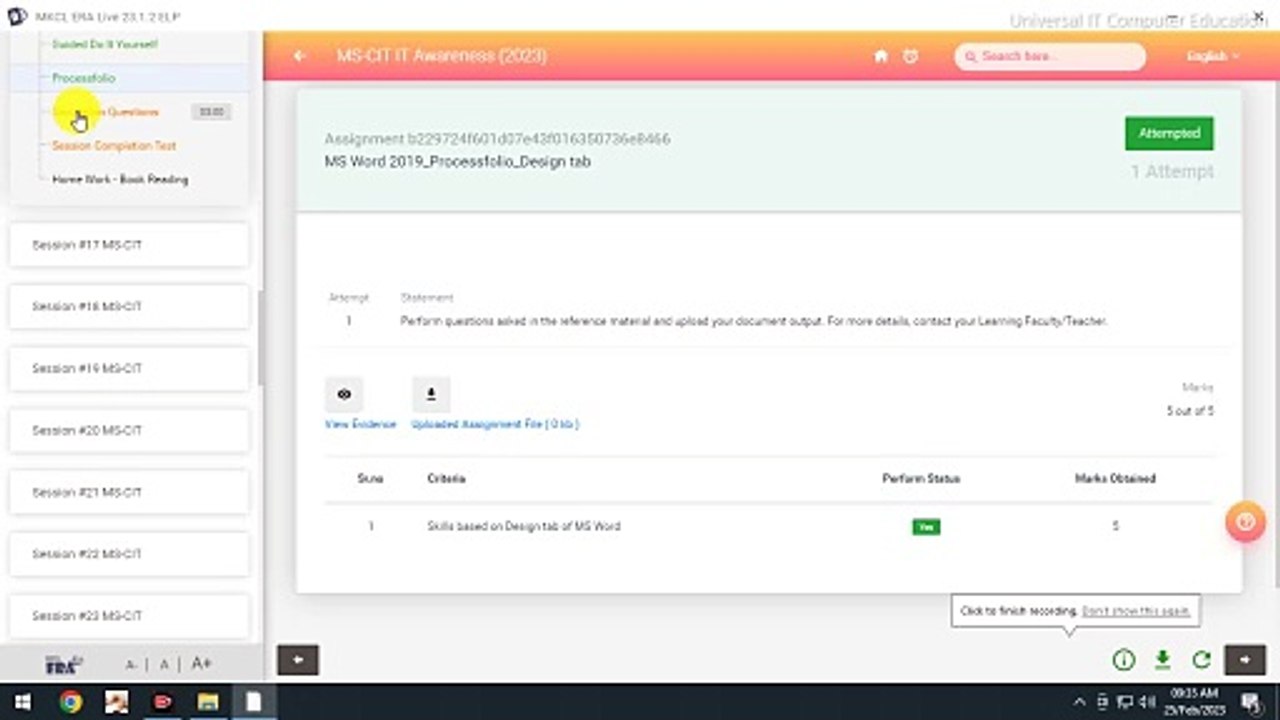 MSCIT Session 16 Simulation Questions