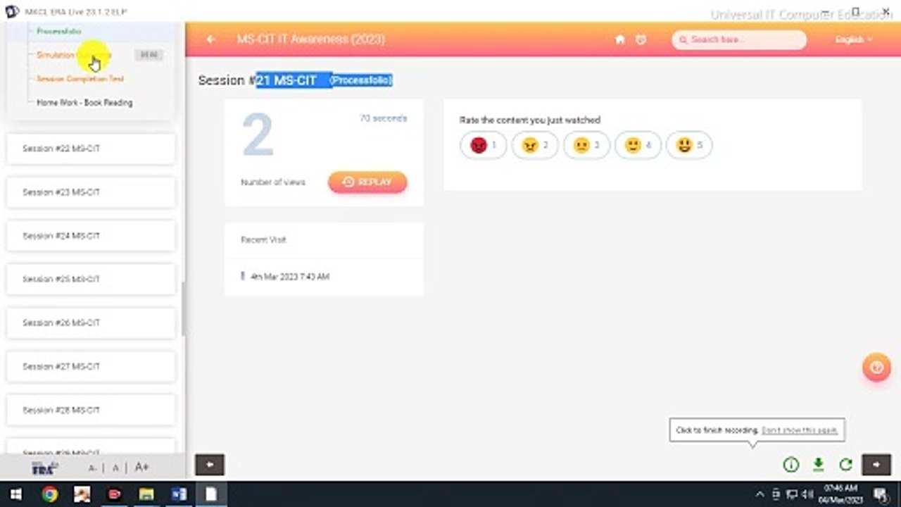 MSCIT Session 21 Simulation Questions