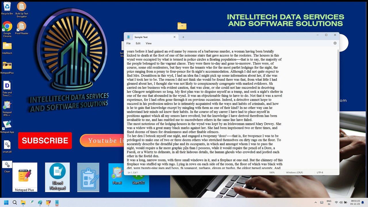 Convert Data Entry Images to Pixcel Notepad .nts format and Notepad Plus .wrt format using Bulk Text Encryptor Software by Intellitech Data Services