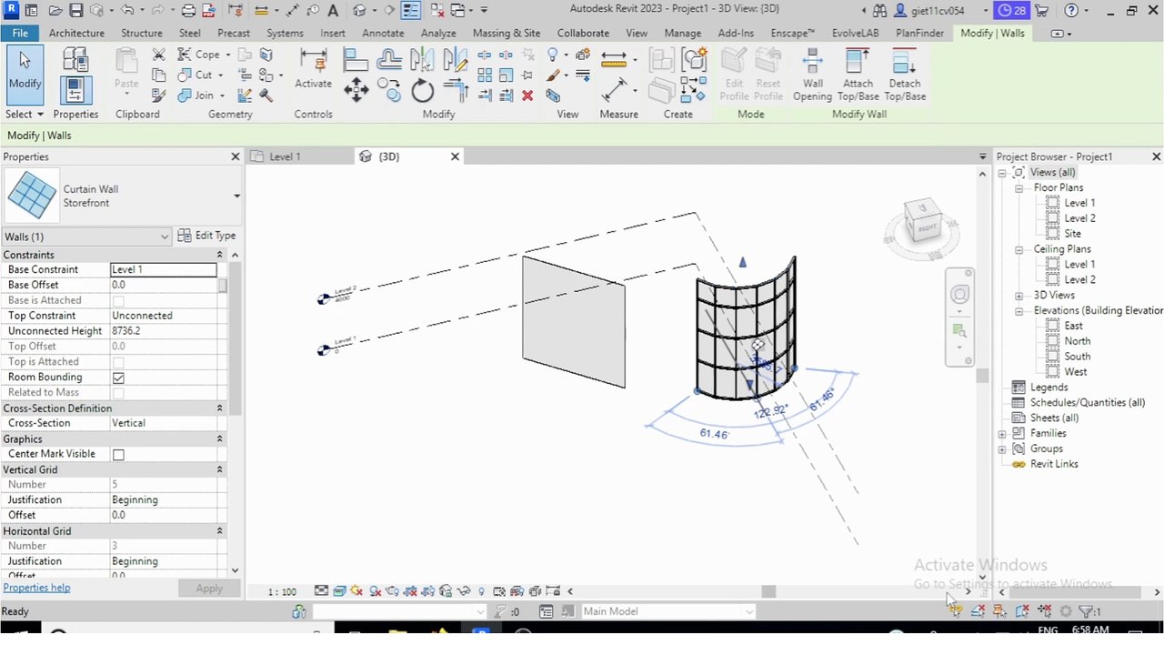 Curved Curtain Wall in Revit Tutorial