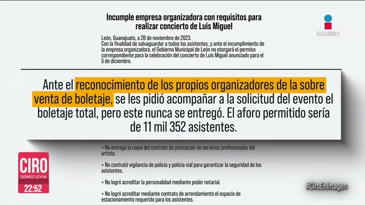 Cancelan concierto de Luis Miguel en León