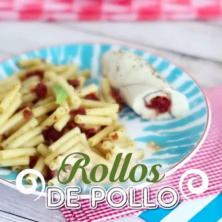 Rollos de pollo, mozzarella y tomates secos