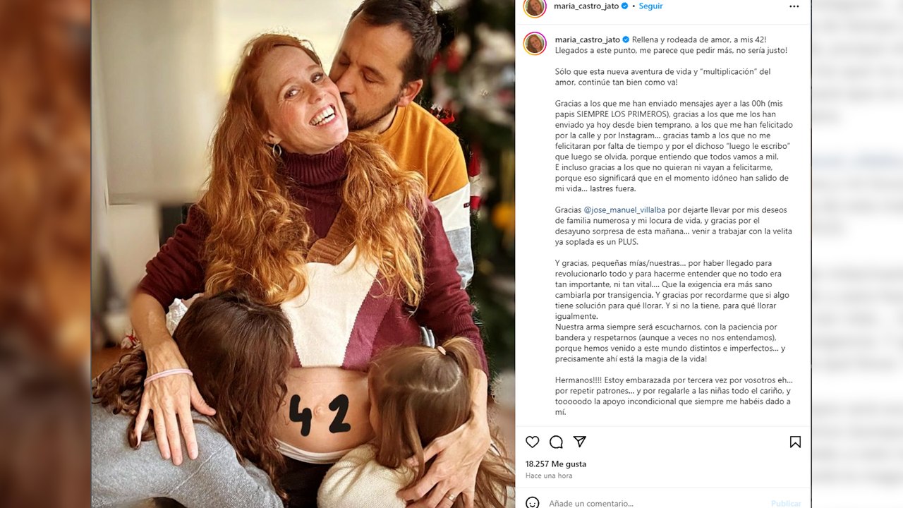 María Castro cumple 42 años en uno de sus momentos más especiales