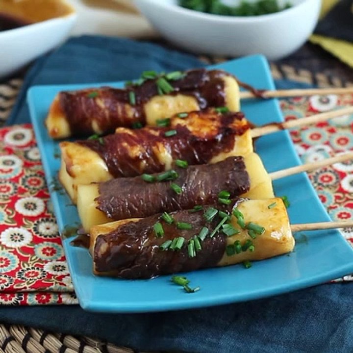 Brochettes de boeuf yakitori au fromage