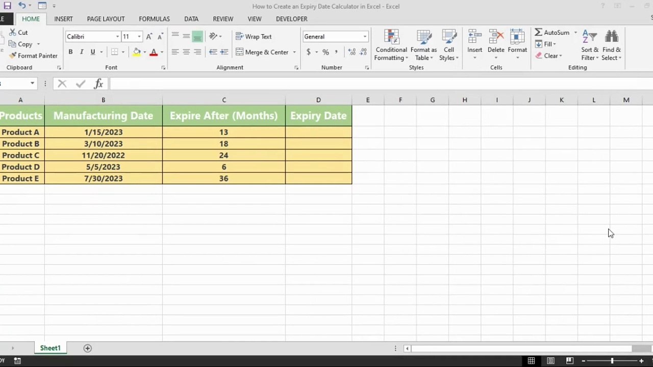 How to Create an Expiry Date Calculator in Excel