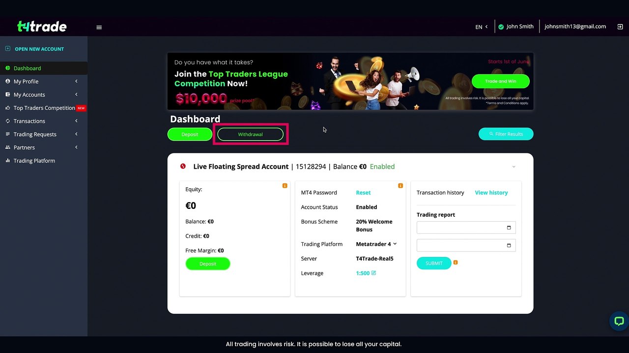 How to Withdraw Money from your T4Trade account