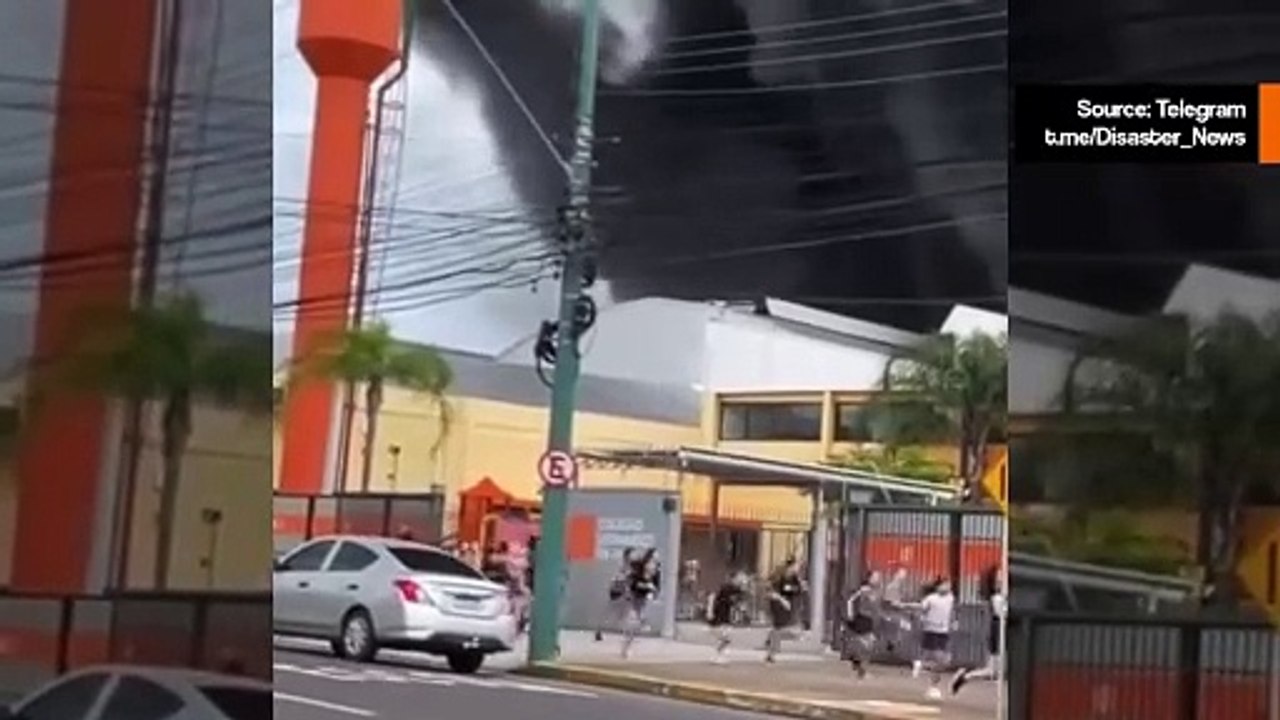 Valtava tulipalo puhkesi Leonardo da Vinci -koulun vieressä Canoasissa, Brasiliassa