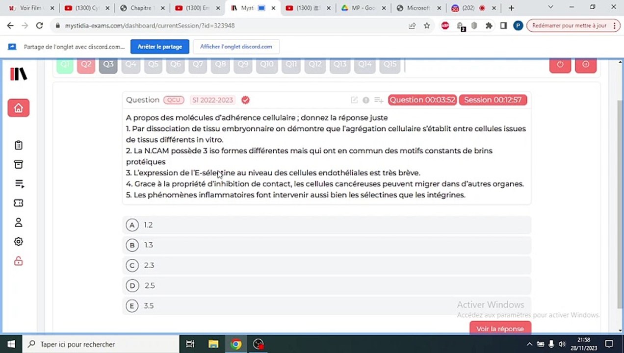 QCM MOLECULES D'ADHERENCE