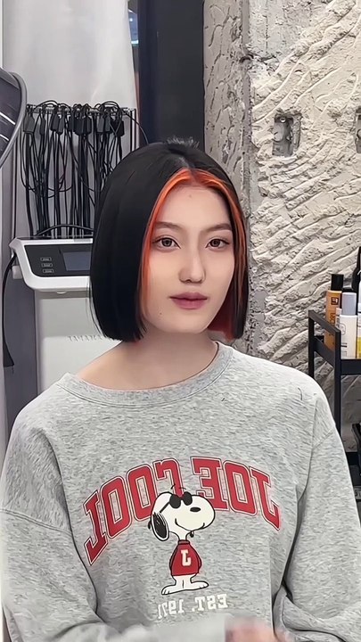 I.N設計師縮毛矯正 漂一次的橘_區塊設計染