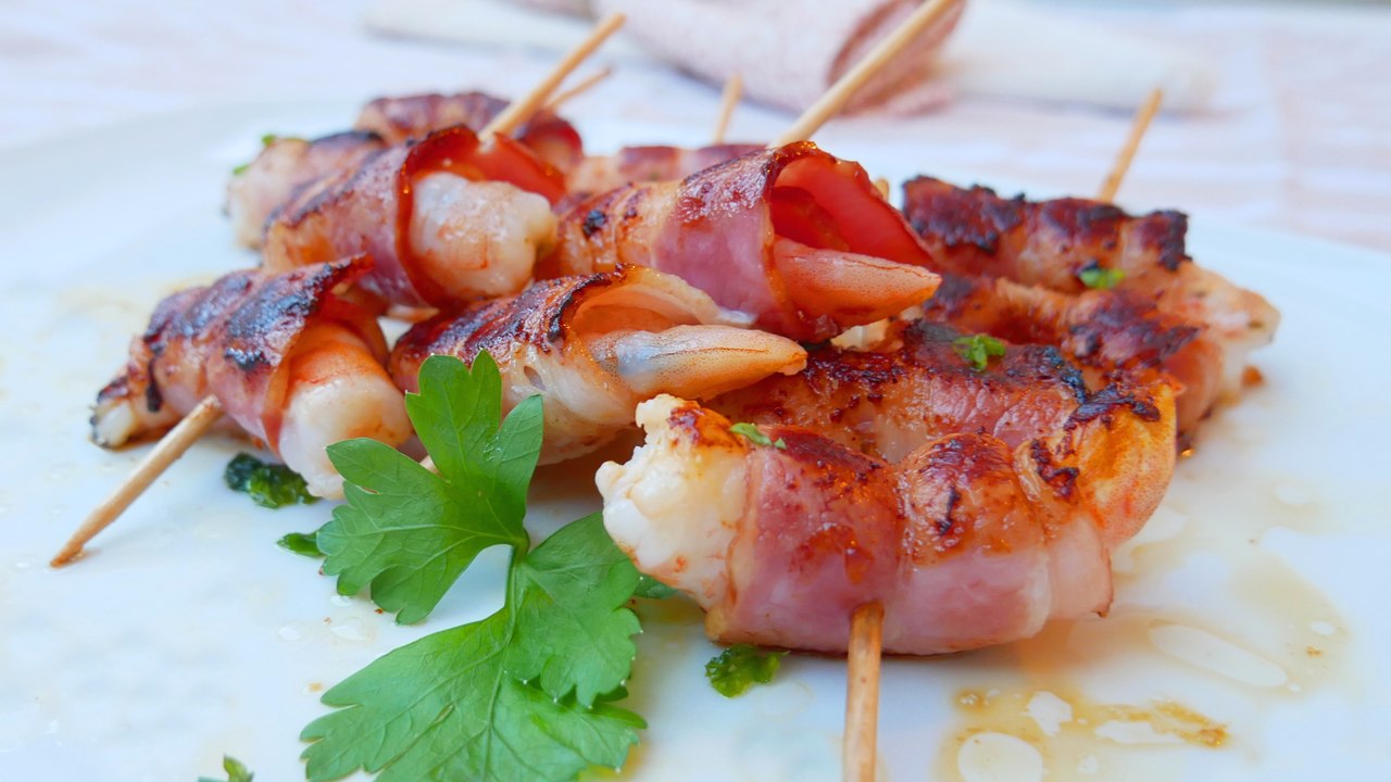 Langostinos con panceta - Cocina Fácil