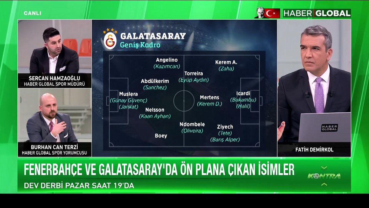 Galatasaray'ın Fenerbahçe derbisindeki muhtemel 11'i