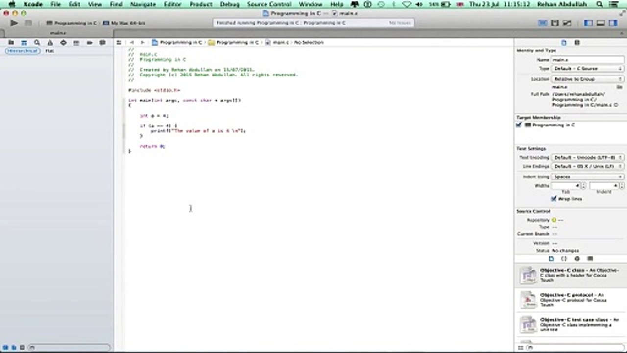 PROGRAMMING IN C / Xcode || Tutorial 9 - The If...Else Statement