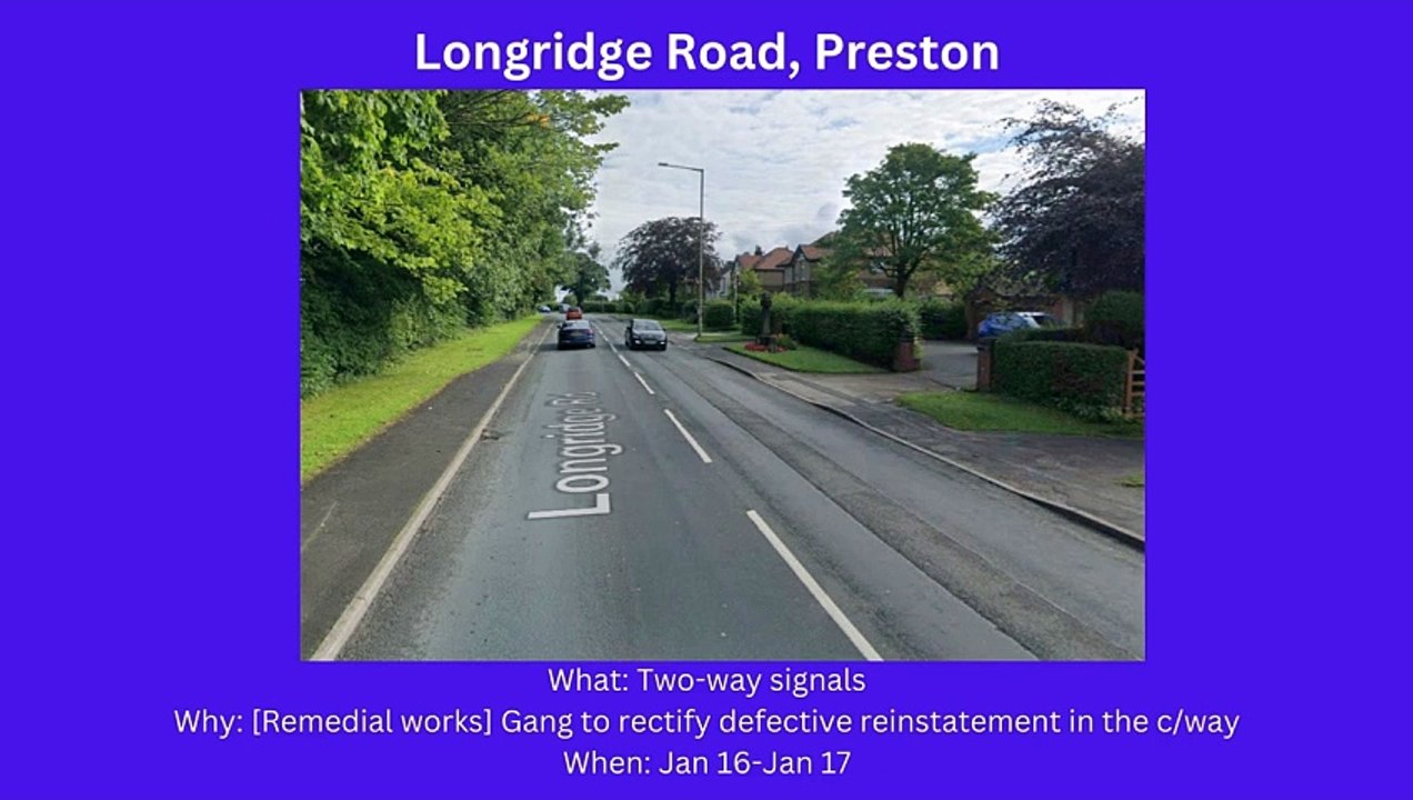 Preston roadworks (Jan 15-Jan 21)
