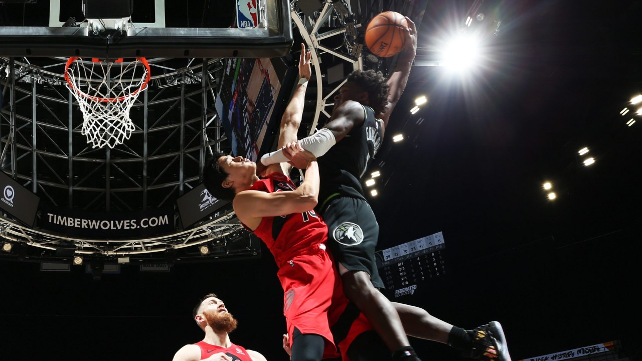 Anthony Edwards Reacts to his Poster Dunk vs. Toronto in 2021