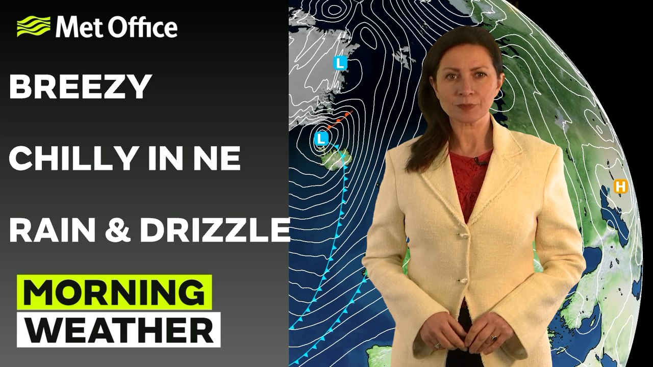 Met Office Morning Weather Forecast 25/01/24 -  Rain north and west, drier elsewhere