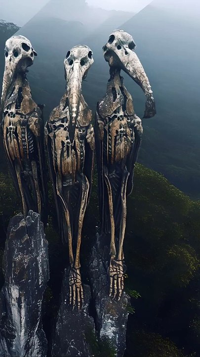 3 flying dinasaur fossil in mountain