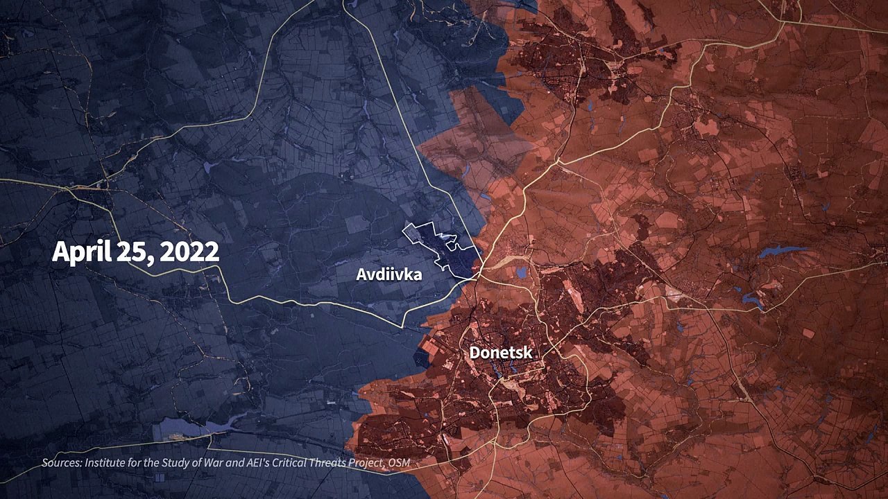 War in Ukraine: animated map showing the situation at Avdiivka