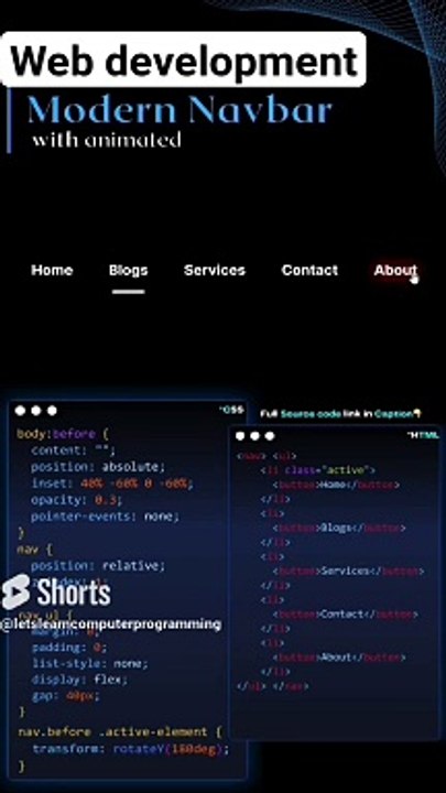 modern navigation bar in HTML css #html #music #webdevelopment #coder #motivation