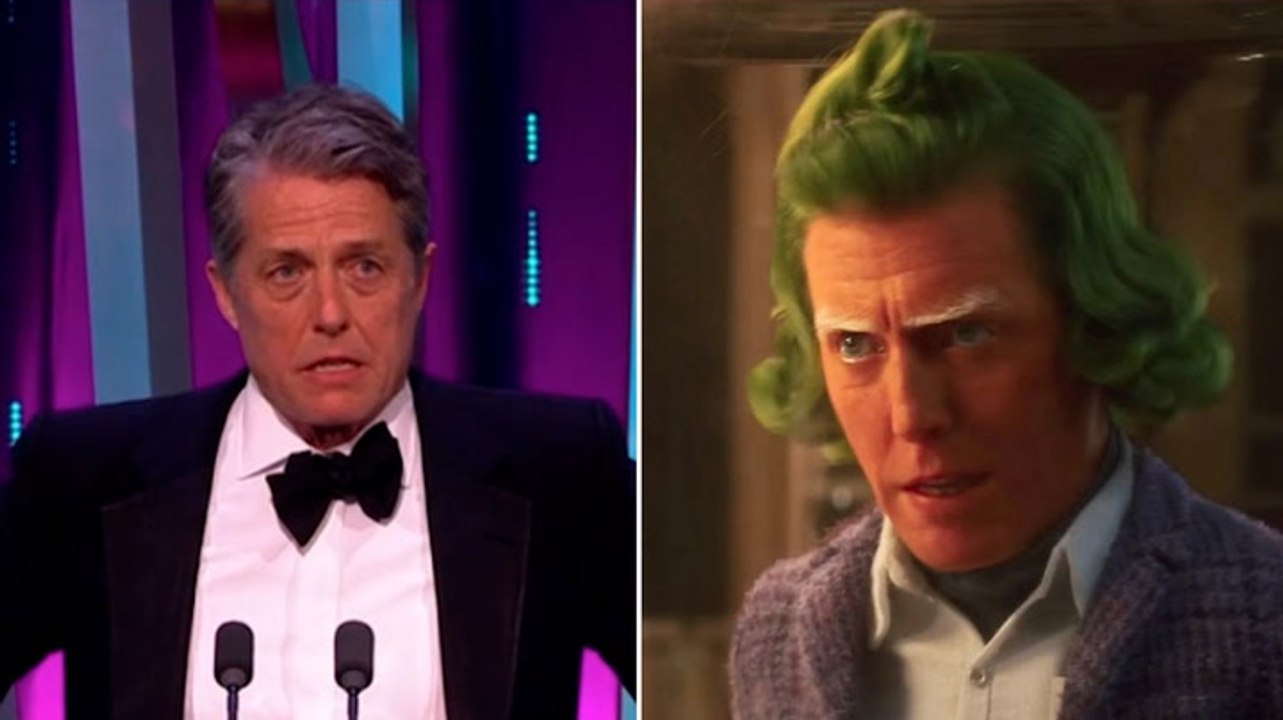 Hugh Grant channels Oompa-Loompa as he presents Baftas 2024 award