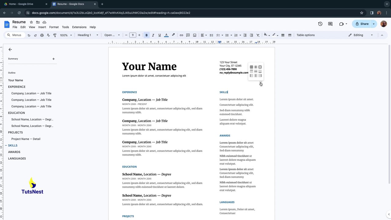 How to Make a Resume on Google Docs in Google