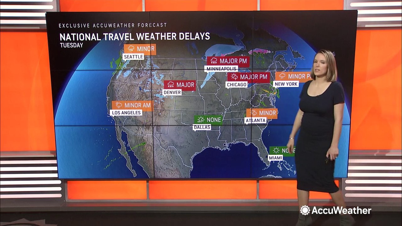 Winter storm to cause serious travel delays across much of the US this Tuesday