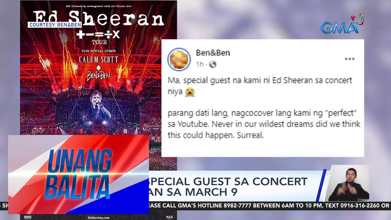 Ben & Ben, special guest sa concert ni Ed Sheeran sa March 9 | UB