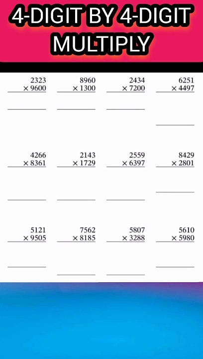 4-Digit by 4-Digit Multiply with answer | Multiply | 4 digit multiply | गुणा#multiply#4digit#short