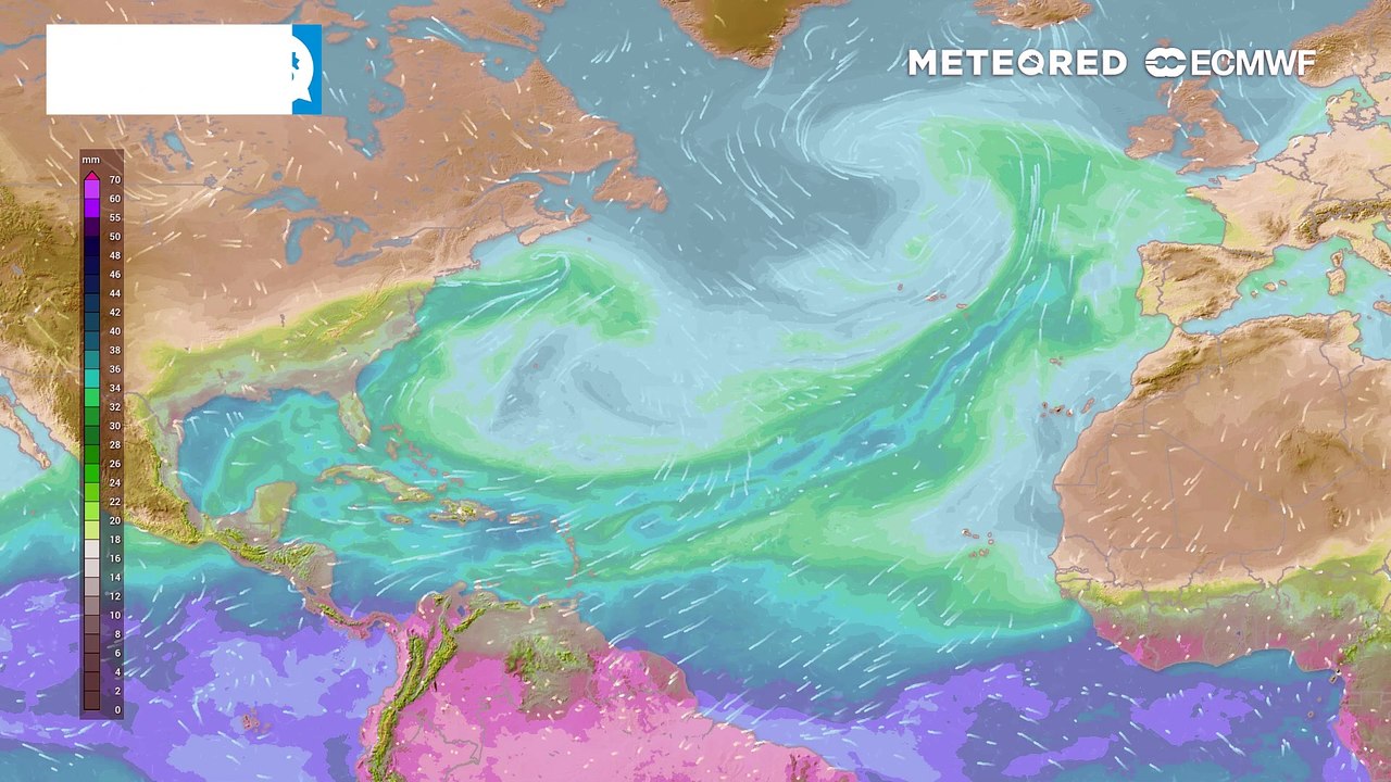 Precipitable water over the Atlantic