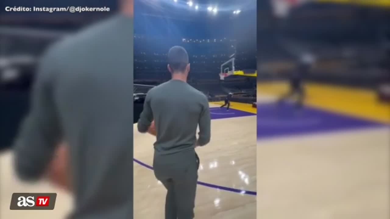 Watch: Djokovic hits LeBron James’ signature three-pointer