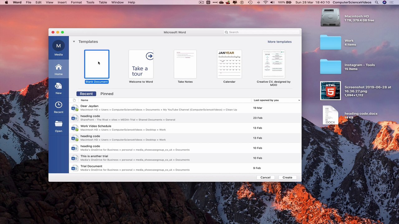 How to CREATE a New Word Document for Microsoft Office On a Mac - Basic Tutorial | New