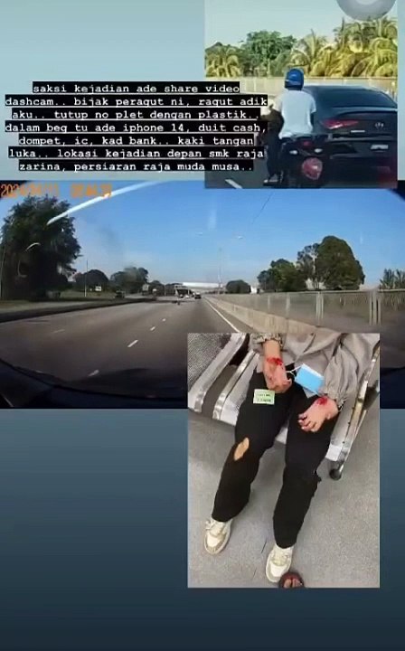 塑料袋遮车牌掠夺包包 女骑士连人带滚跌下